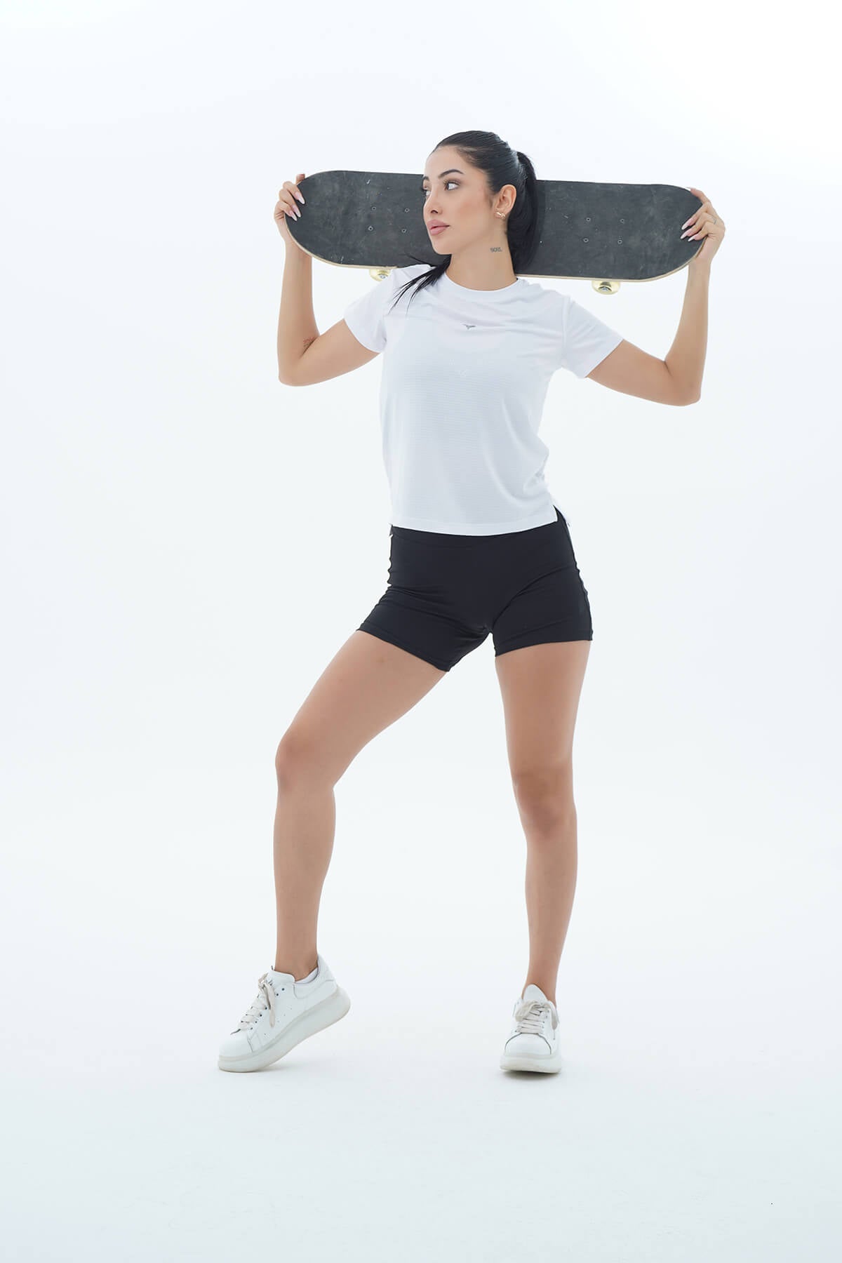 Flex Air - Beyaz Rahat Kesim Kısa Kollu Kadın Spor Tişörtü