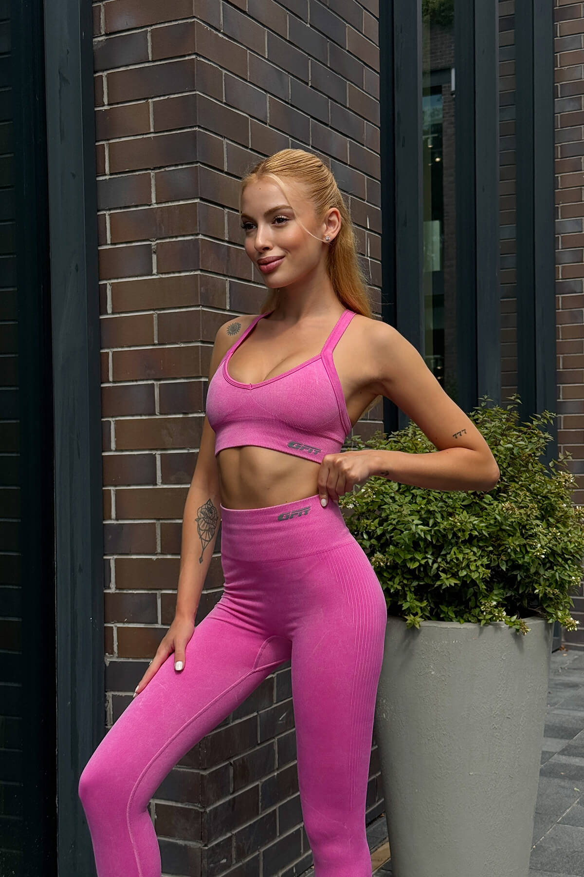 Prime FIT - Pembe Yüksek Bel Seamless Push-Up Toparlayıcı Tayt