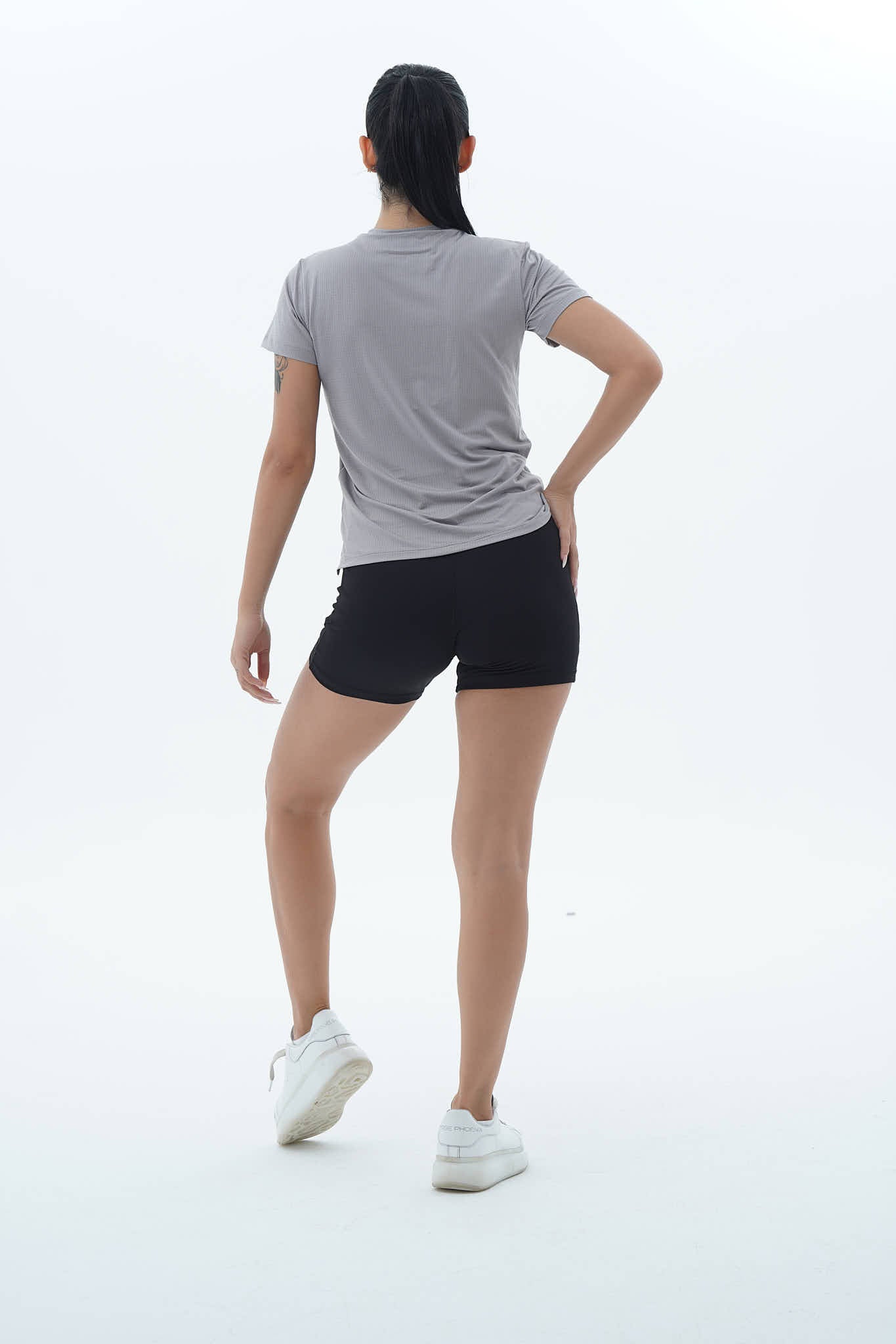 Flex Air - Gri Rahat Kesim Kısa Kollu Kadın Spor Tişörtü