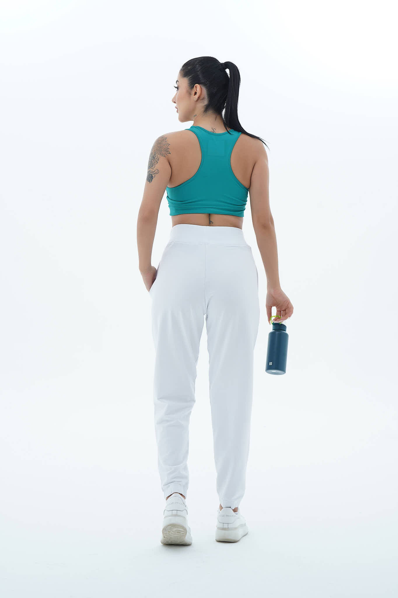 Daily Core - Beyaz Rahat Kesim Yüksek Bel Kadın Jogger Eşofman Altı
