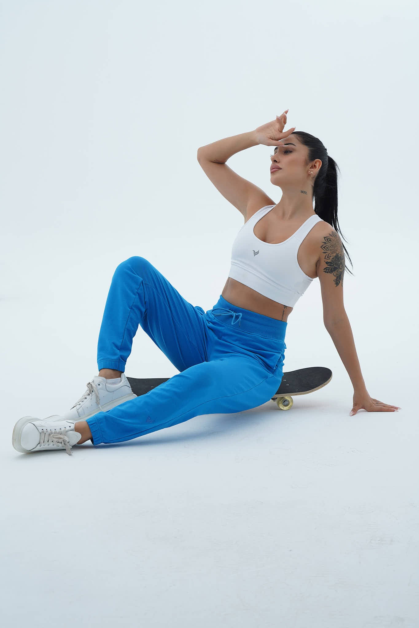 Daily Core - Mavi Rahat Kesim Yüksek Bel Kadın Jogger Eşofman Altı