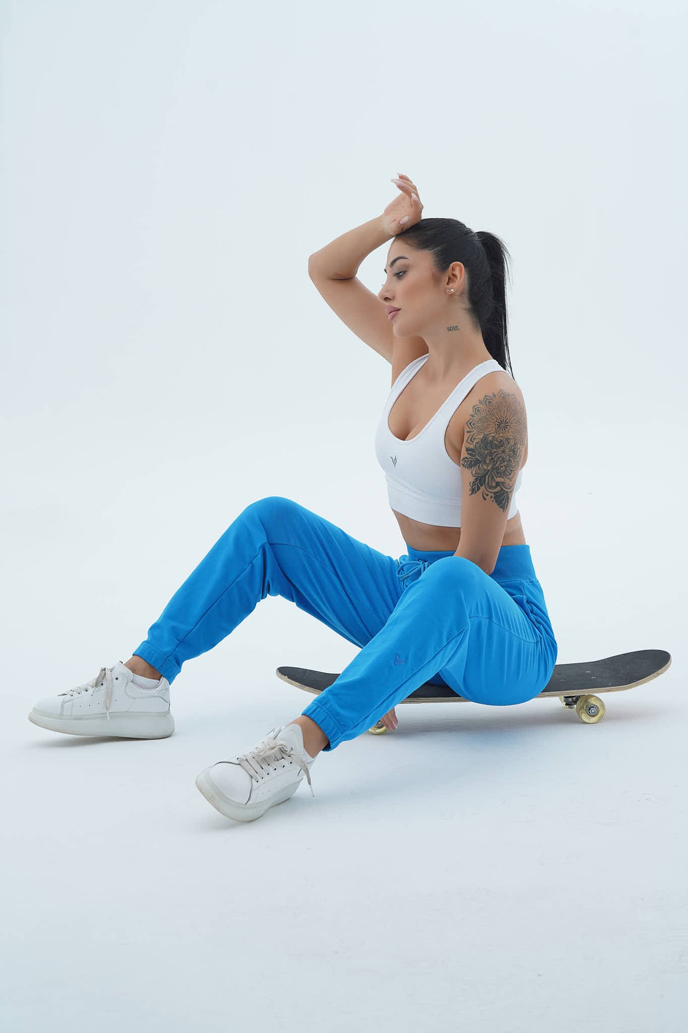 Daily Core - Mavi Rahat Kesim Yüksek Bel Kadın Jogger Eşofman Altı