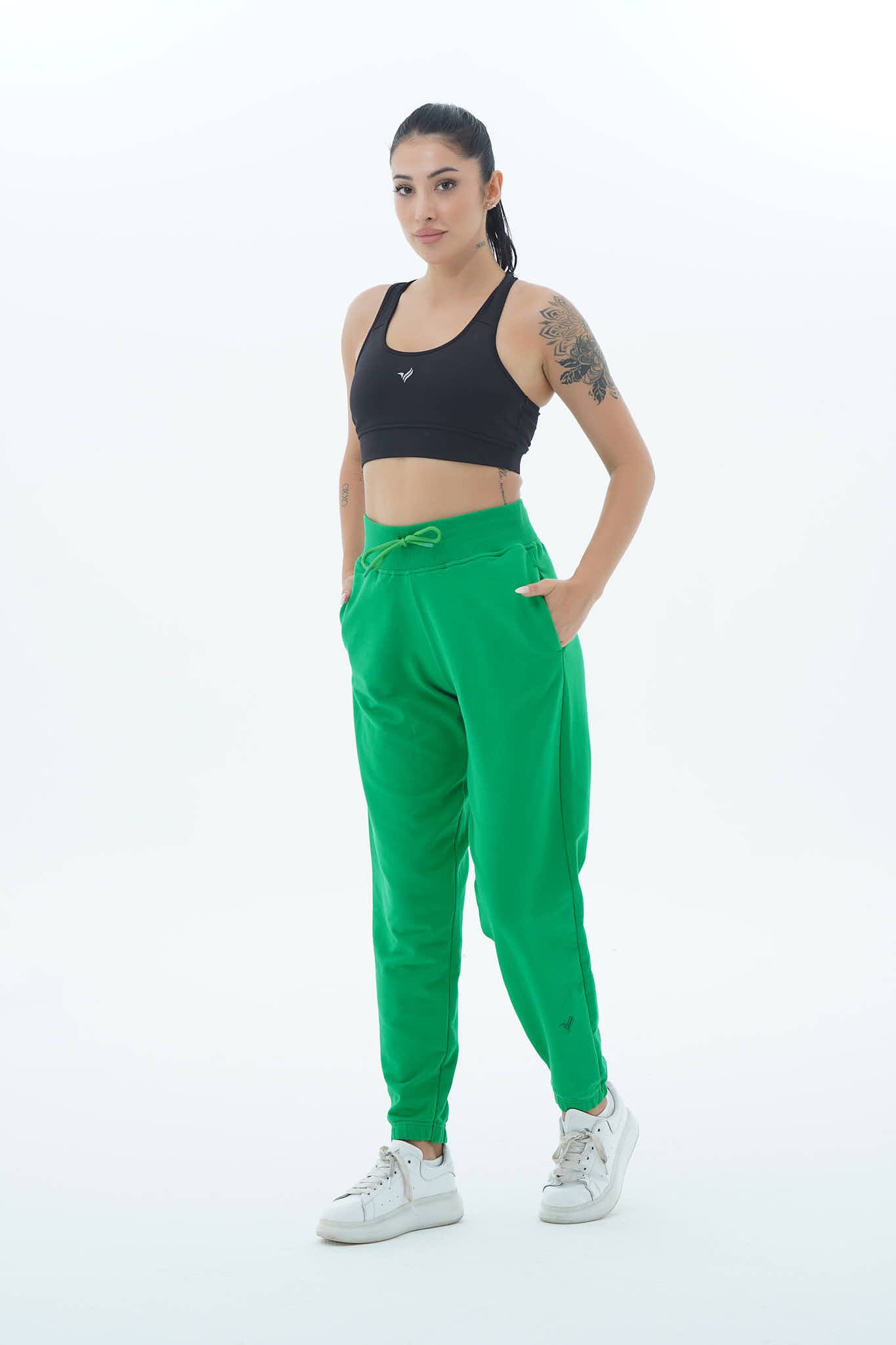 Daily Core - Yeşil Rahat Kesim Yüksek Bel Kadın Jogger Eşofman Altı