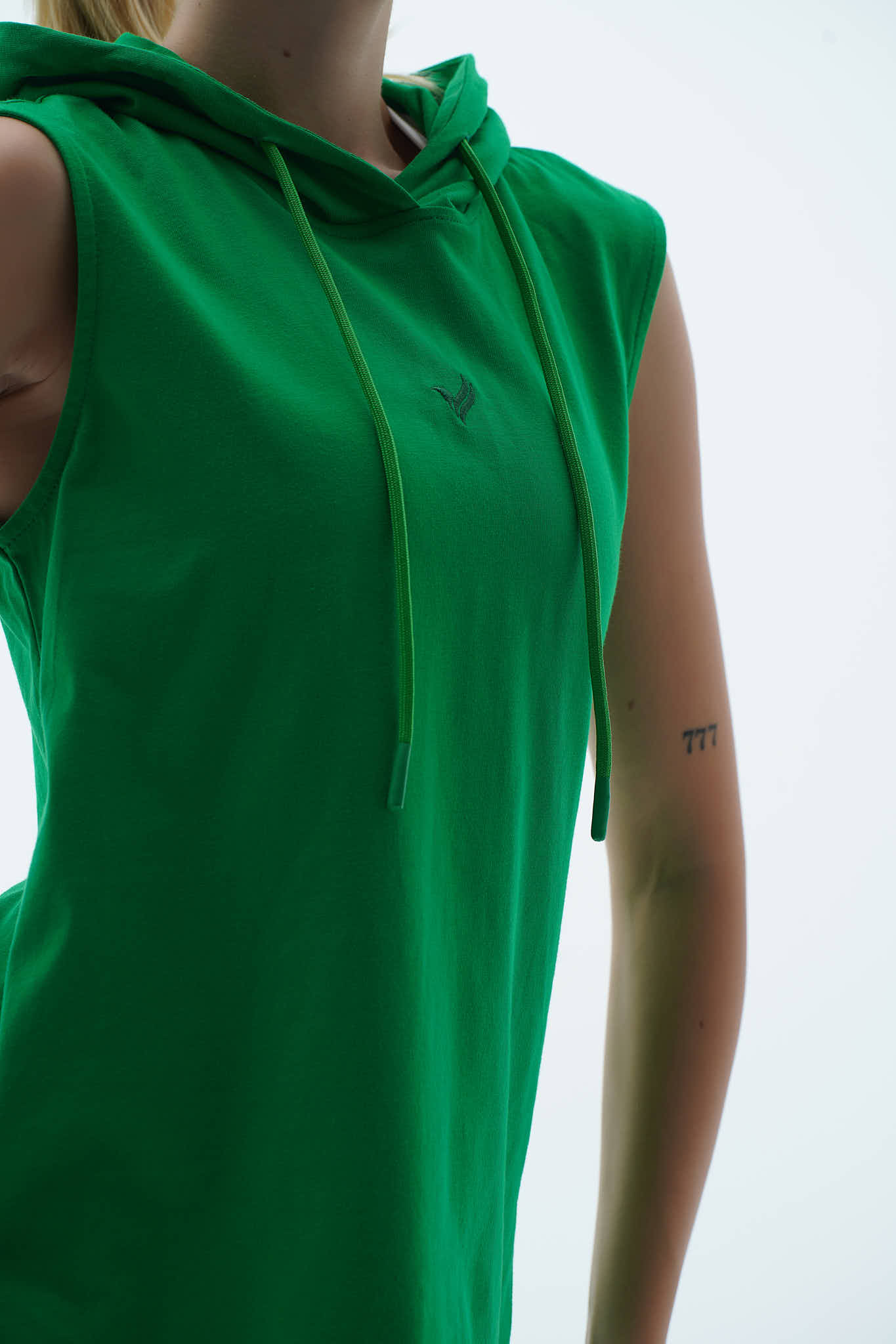 Pure Comfort - Yeşil Rahat Kesim Pamuklu Kapüşonlu Kadın Spor Atleti