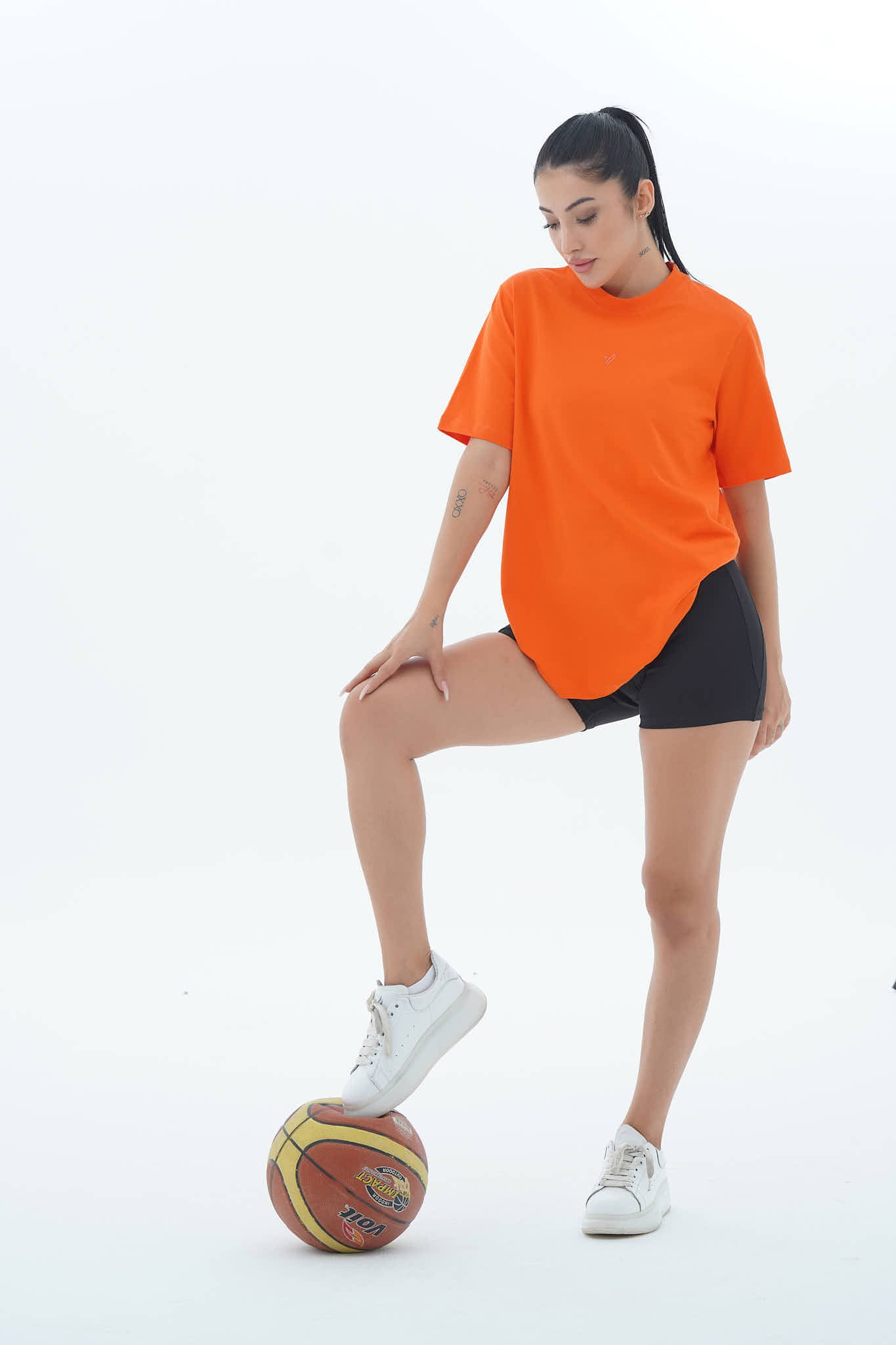 Pure Comfort - Turuncu Rahat Kesim %100 Pamuklu Kadın Tişörtü
