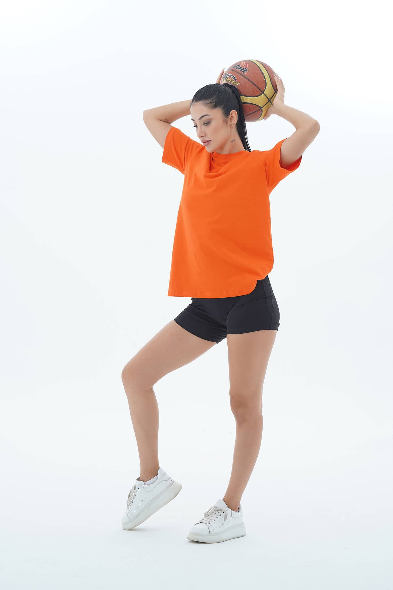 Pure Comfort - Turuncu Rahat Kesim %100 Pamuklu Kadın Tişörtü