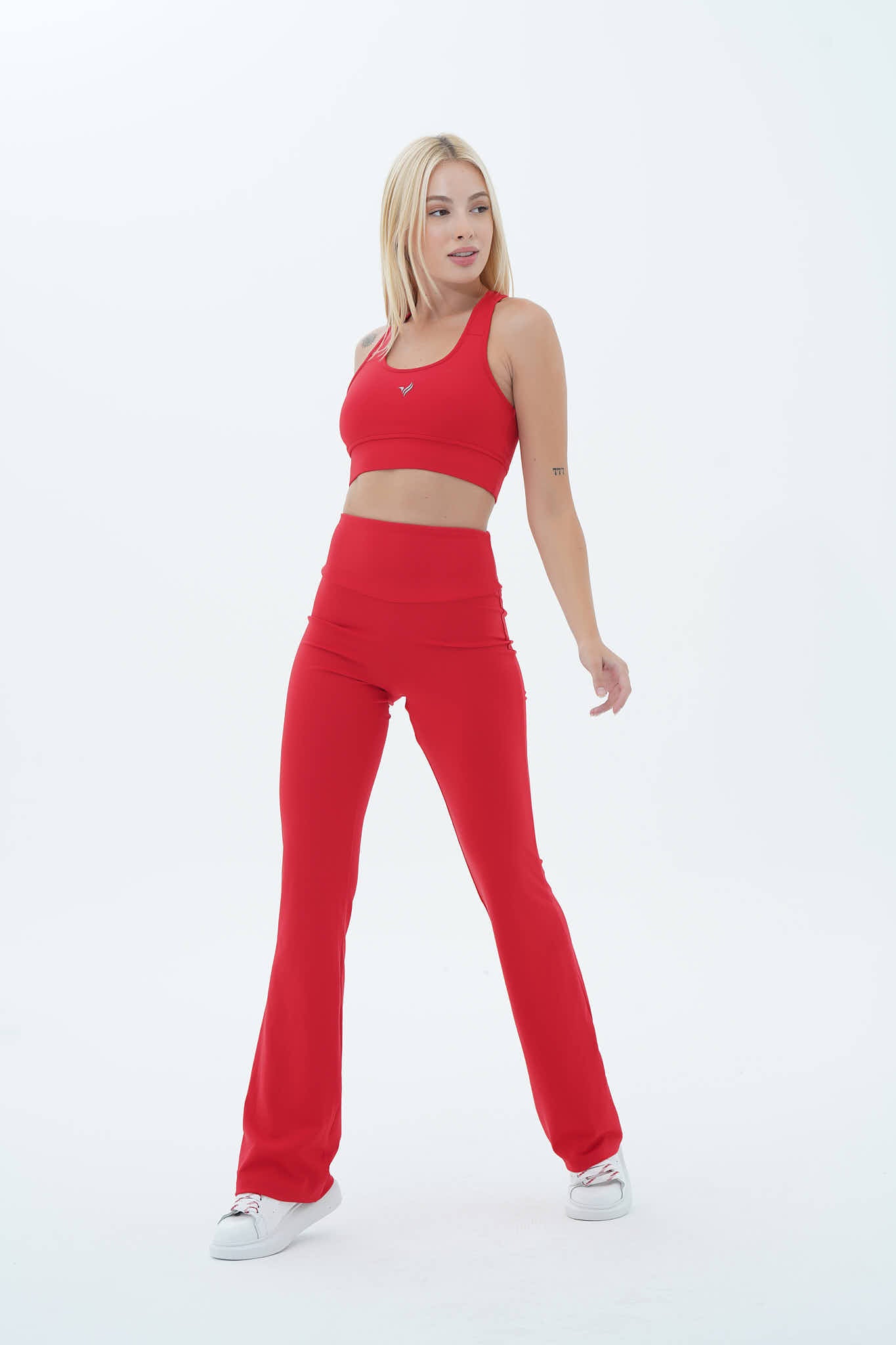 Aero Motion - Kırmızı Yüksek Bel Push-Up Toparlayıcı İspanyol Paça Tayt
