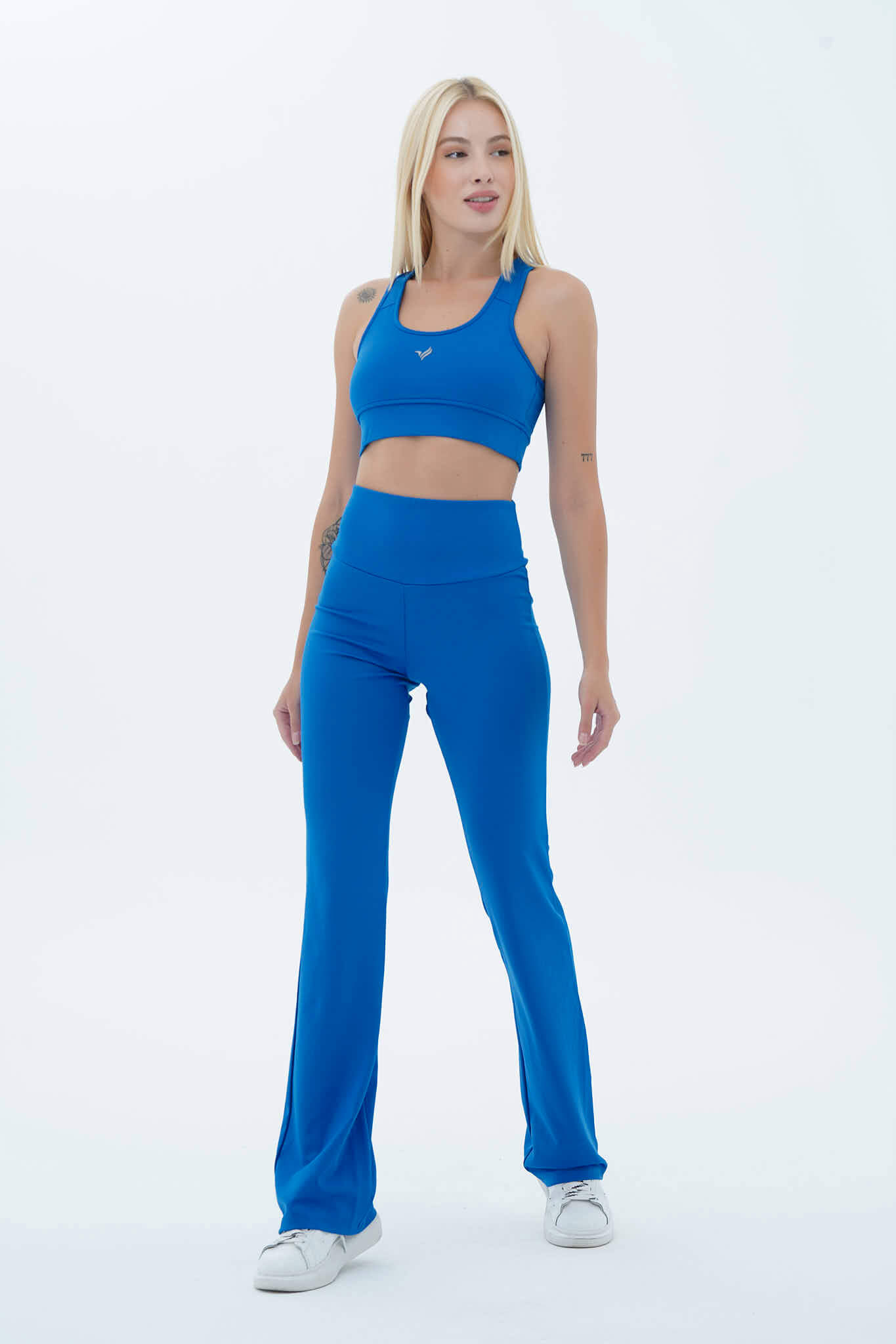 Aero Motion - Mavi Yüksek Bel Push-Up Toparlayıcı İspanyol Paça Tayt