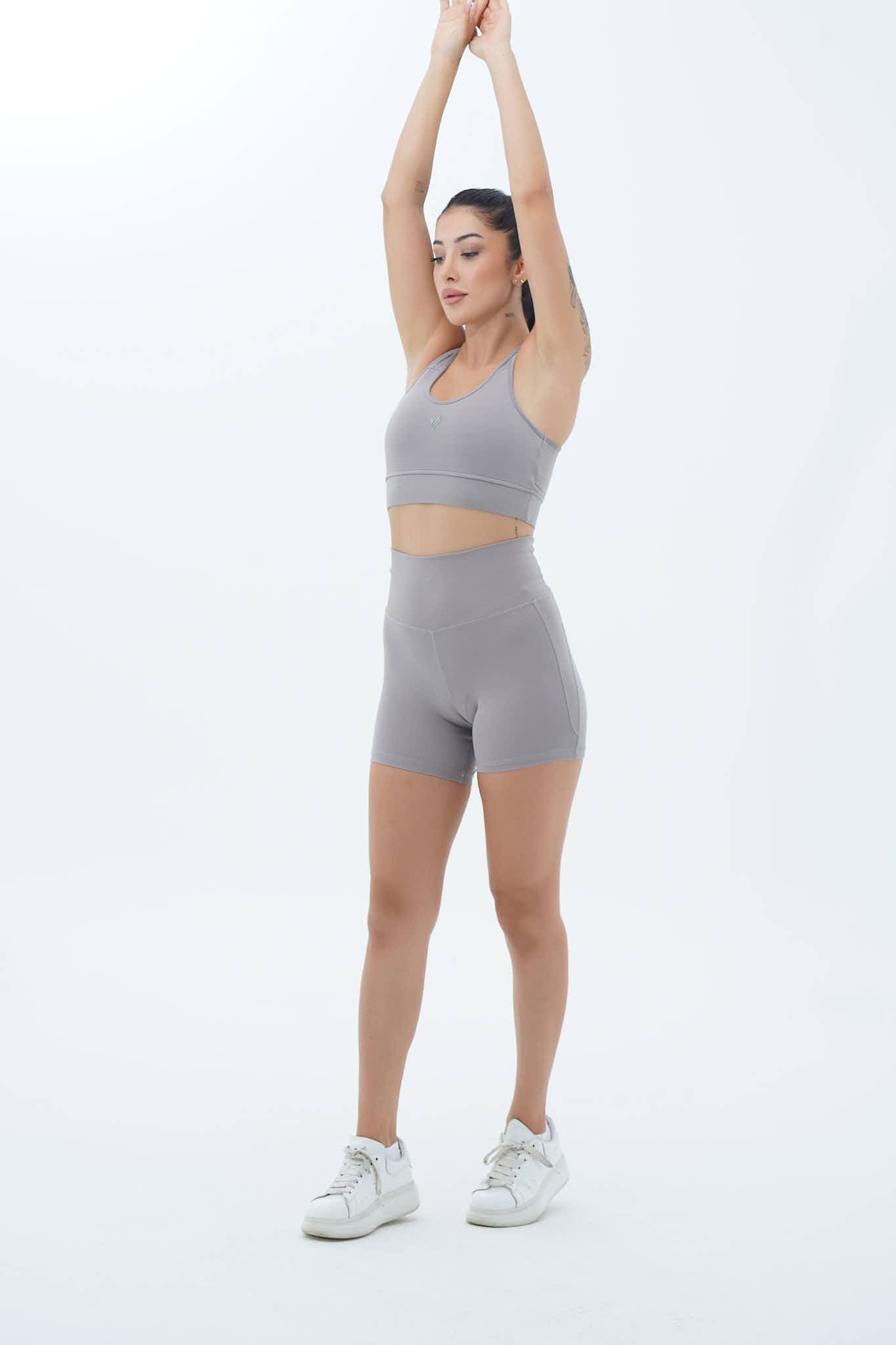 Aero Motion - Gri Yüksek Bel Push-Up Toparlayıcı Şort Tayt
