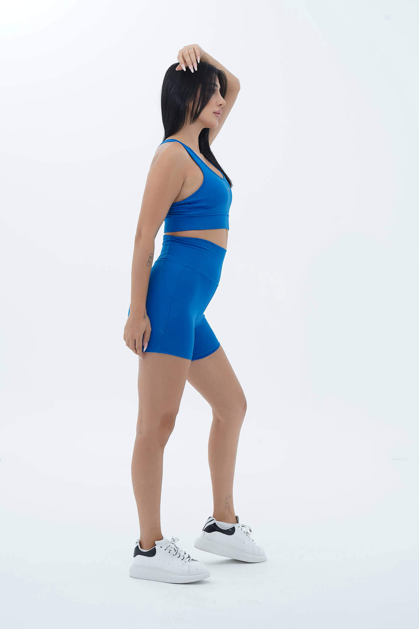 Aero Motion - Mavi Yüksek Bel Push-Up Toparlayıcı Şort Tayt