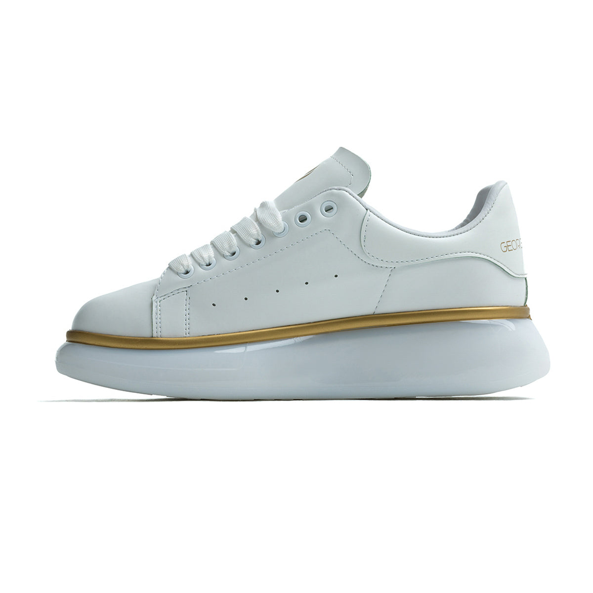 OLD LONDON Beyaz Gold Şerit Detaylı Taban Unisex Sneakers Spor Ayakkabı