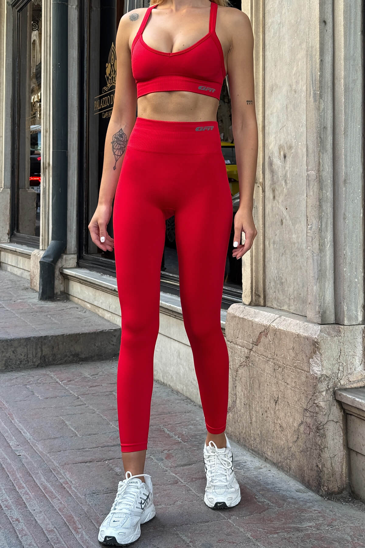 Prime FIT - Kırmızı Yüksek Bel Seamless Push-Up Toparlayıcı Tayt