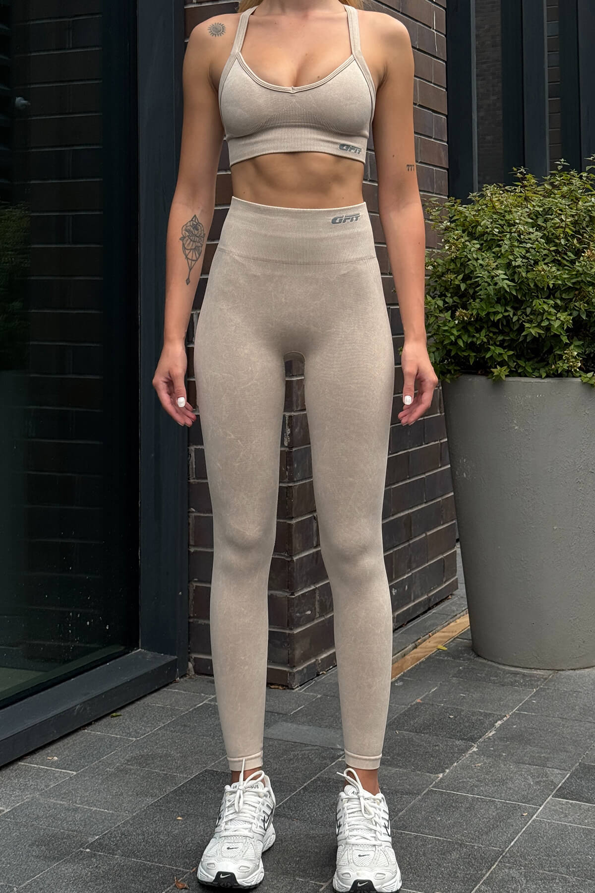 Prime FIT - Bej Yüksek Bel Seamless Push-Up Toparlayıcı Tayt