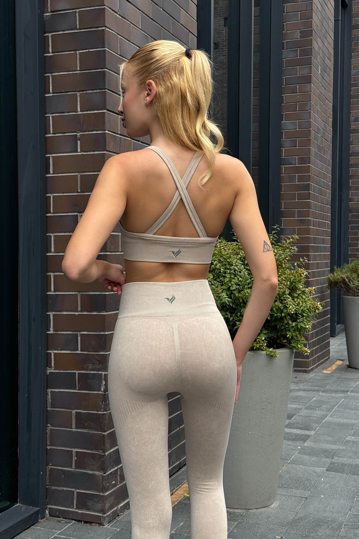 Prime FIT - Bej Yüksek Bel Seamless Push-Up Toparlayıcı Tayt