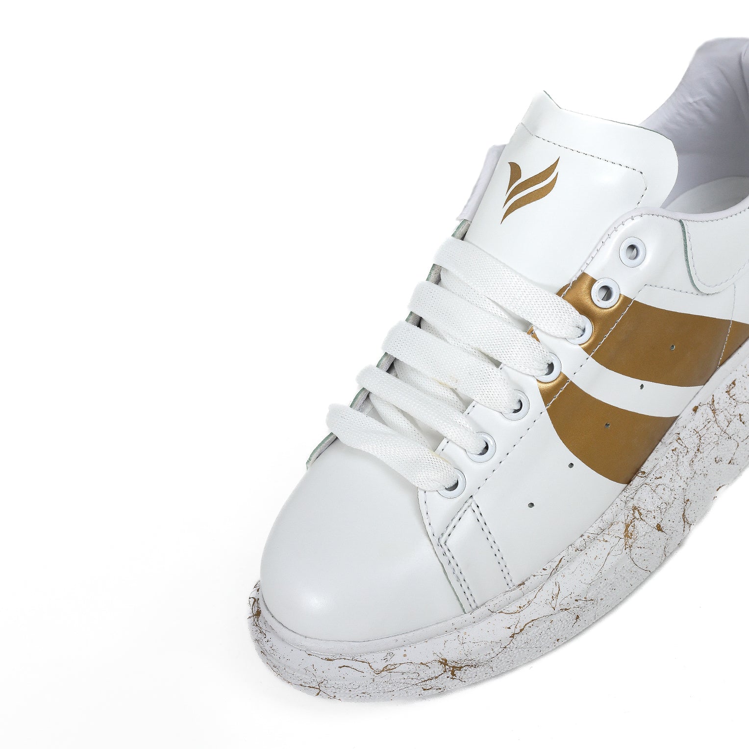 OLD LONDON Beyaz Gold Desen Detaylı Taban Unisex Sneakers Spor Ayakkabı