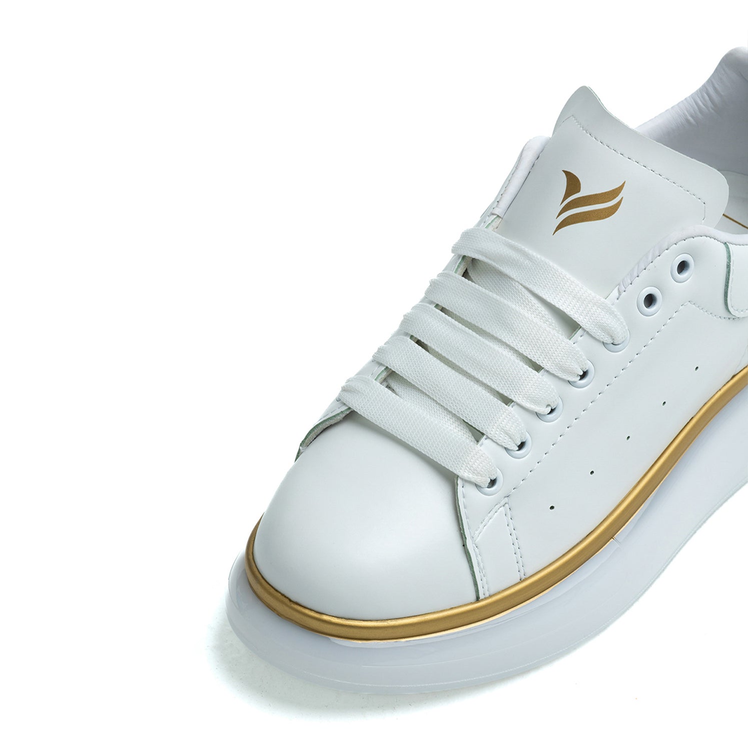 OLD LONDON Beyaz Gold Şerit Detaylı Taban Unisex Sneakers Spor Ayakkabı